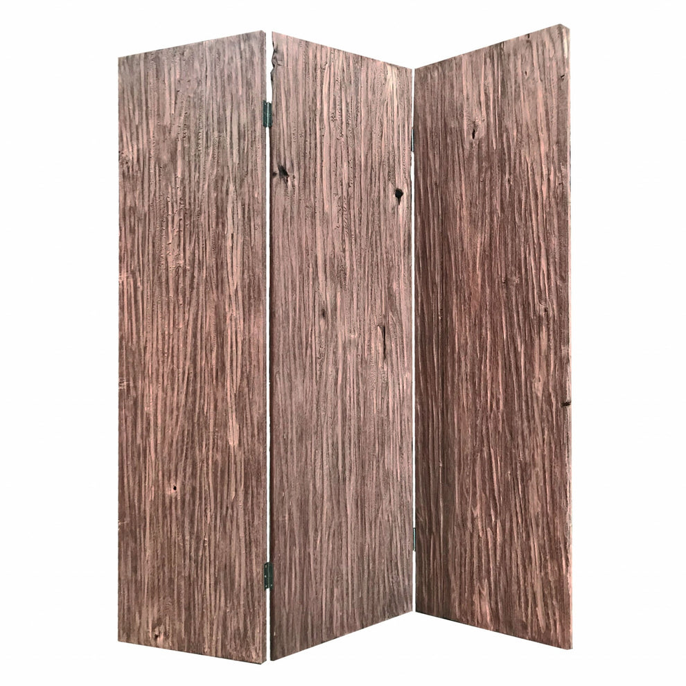 X Brown Wood Woodland - 3 Panles Screen By Homeroots | Room Dividers | Modishstore - 2