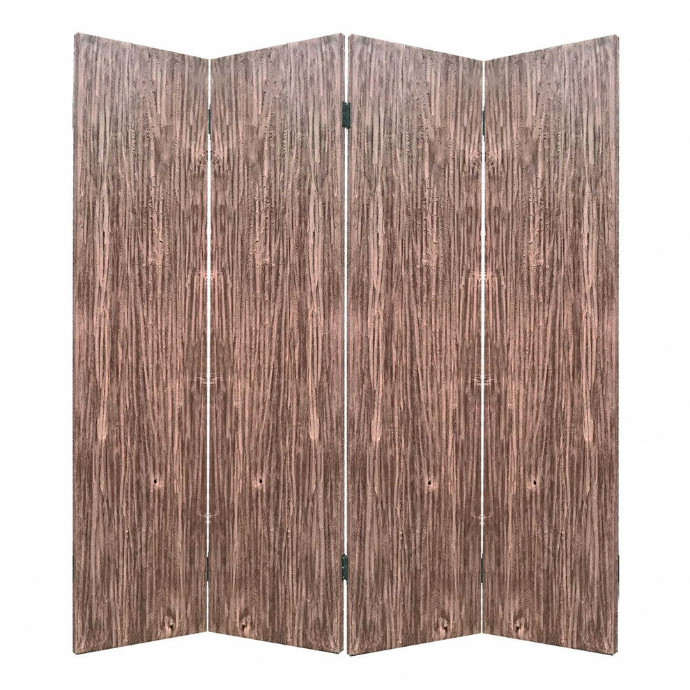Brown 4 Panles Wood Woodland - Screen By Homeroots | Room Dividers | Modishstore - 2