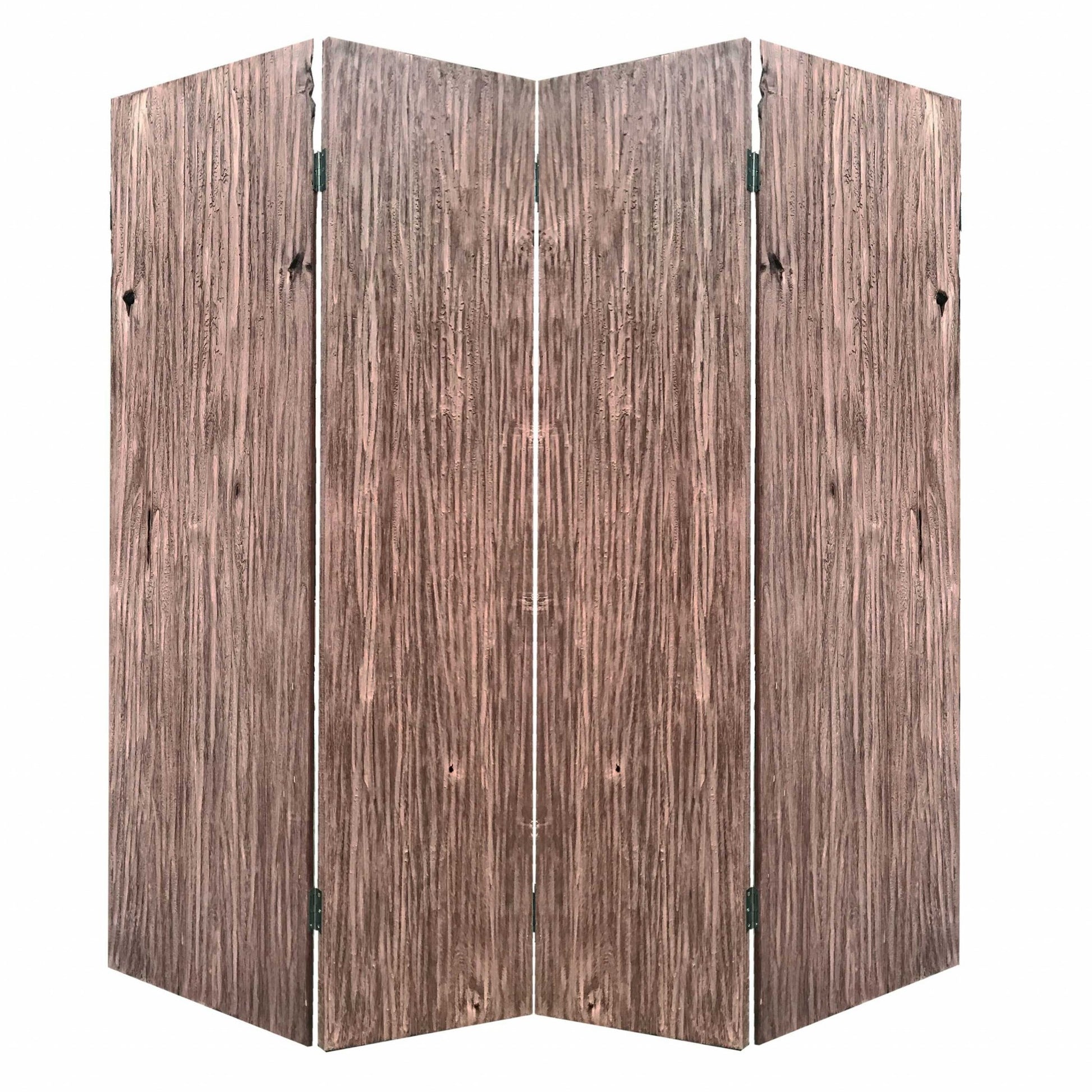 Brown 4 Panles Wood Woodland - Screen By Homeroots | Room Dividers | Modishstore - 2