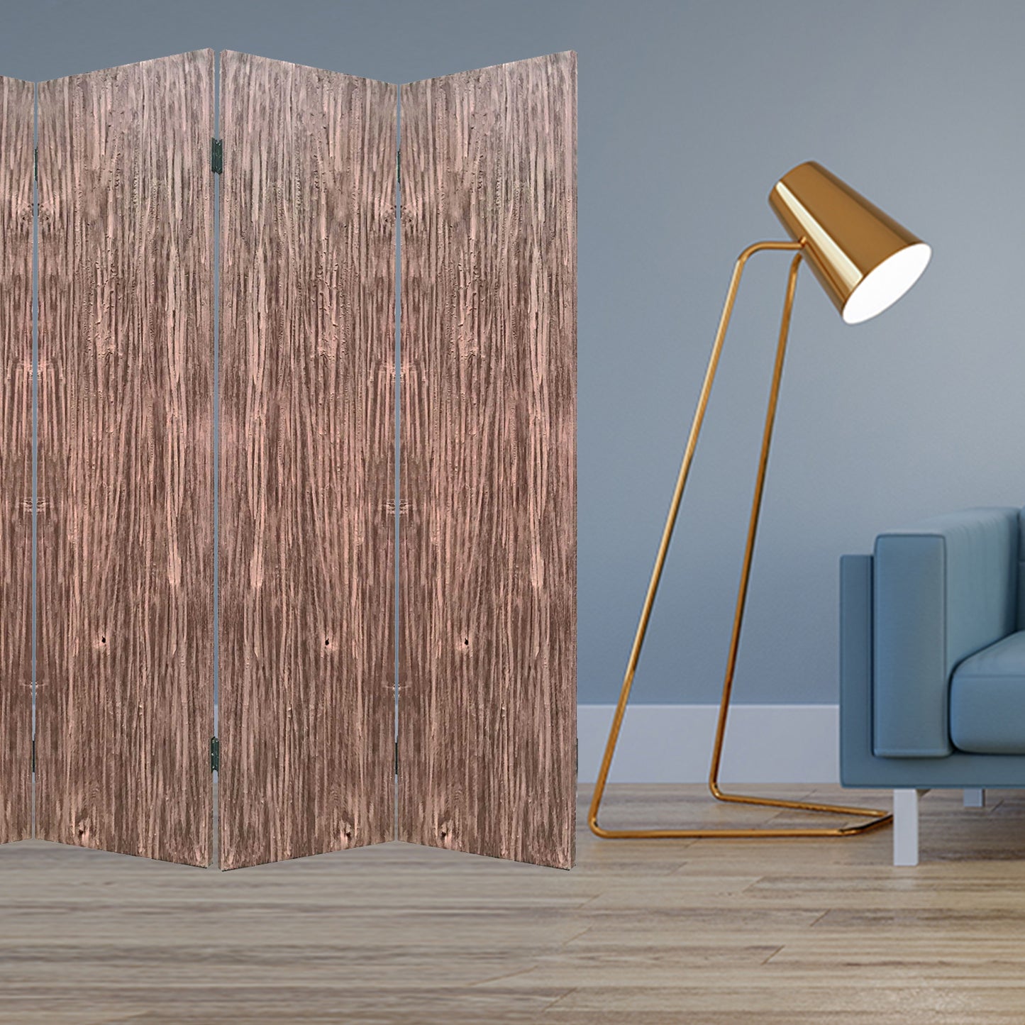 Brown 4 Panles Wood Woodland - Screen By Homeroots | Room Dividers | Modishstore