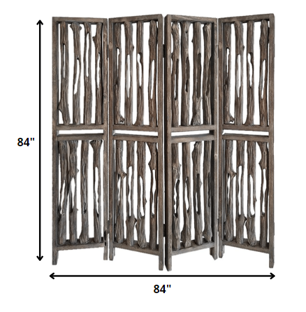 Weathered Brown, Wood, Wrightwood - Screen By Homeroots - 342774 | Room Dividers | Modishstore - 2