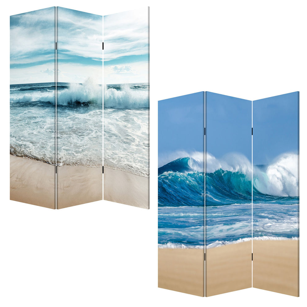 Multicolor Canvas Surf'S Up - 3 Panles Screen By Homeroots | Room Dividers | Modishstore - 3