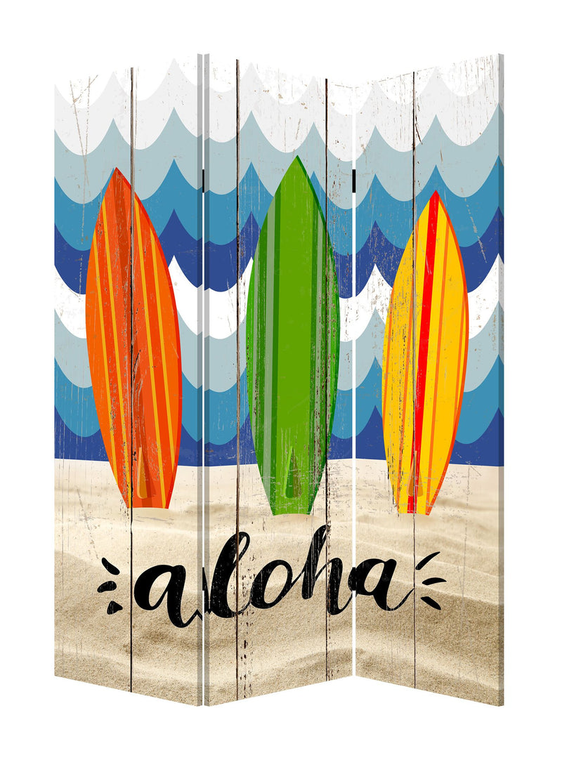Multicolor Canvas Beach Treasures - 3 Panles Screen By Homeroots | Room Dividers | Modishstore
