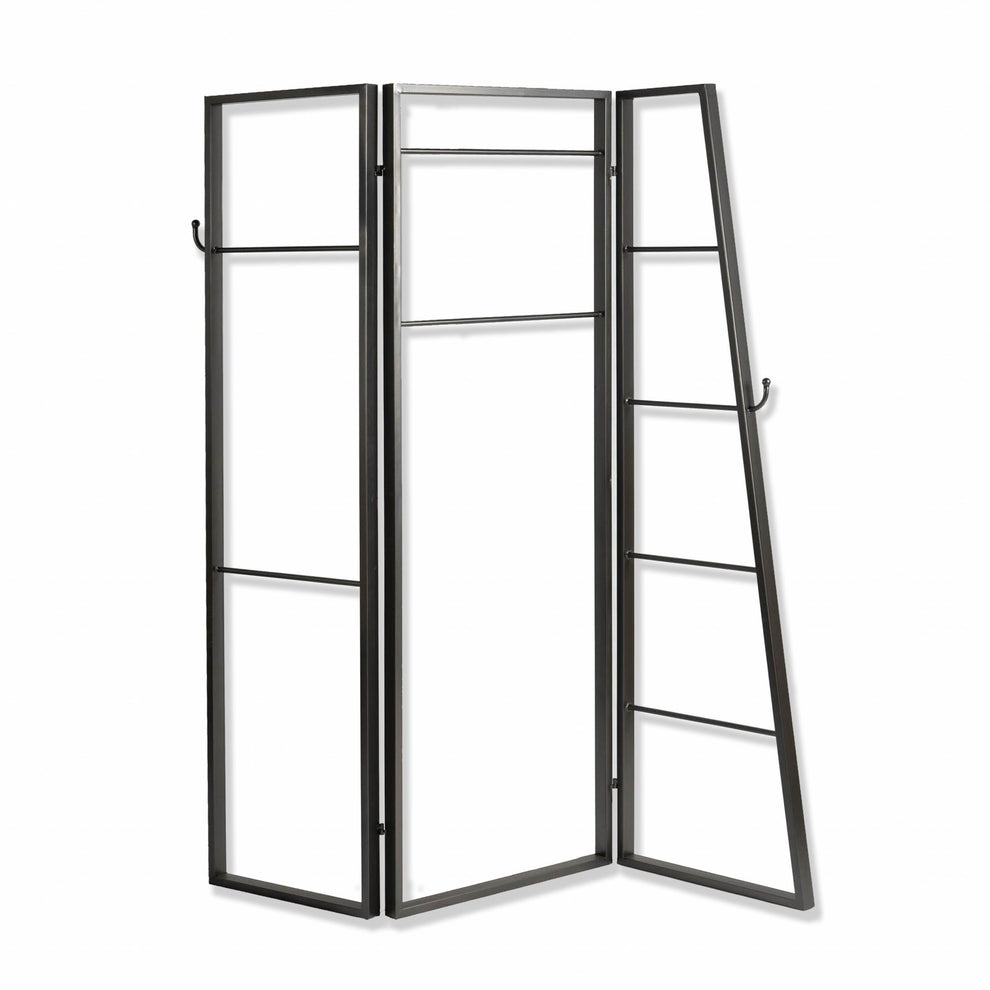 Contemporary Metal Coatrack Three Panel Room Divider Screen By Homeroots | Room Dividers | Modishstore - 2