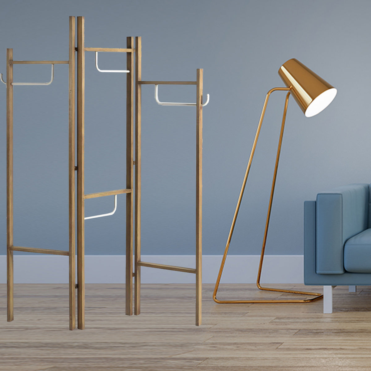 Contemporary Scandinavian Style Three Panel Room Divider Screen By Homeroots | Room Dividers | Modishstore