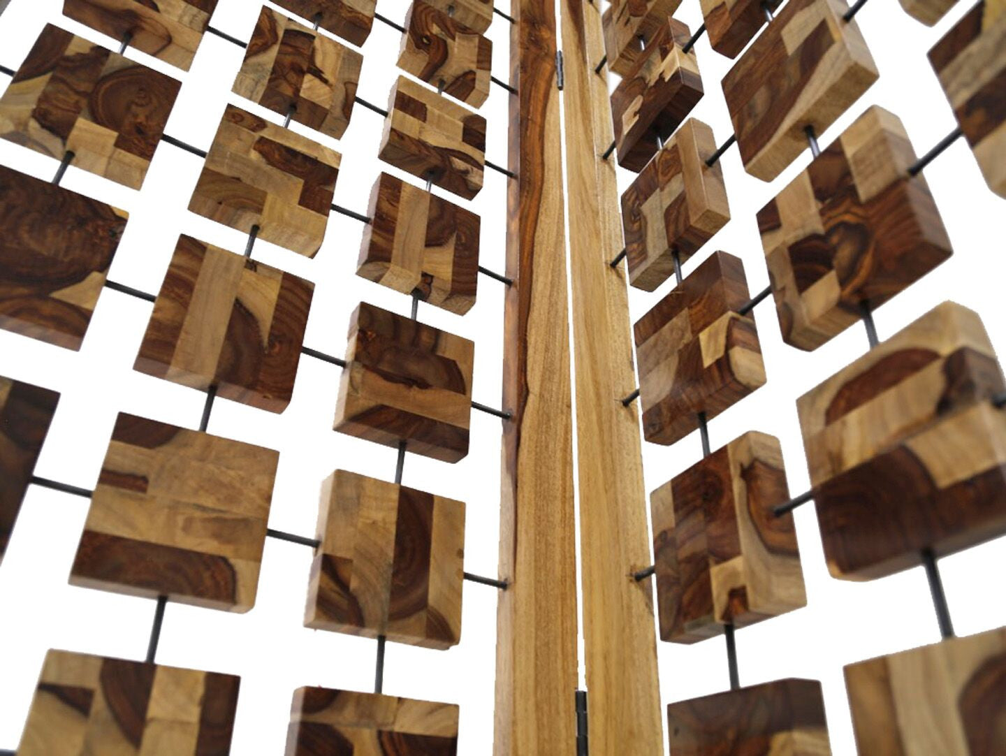 Mod Floating Wood Squares Three Panel Room Divider Screen By Homeroots | Room Dividers | Modishstore - 3