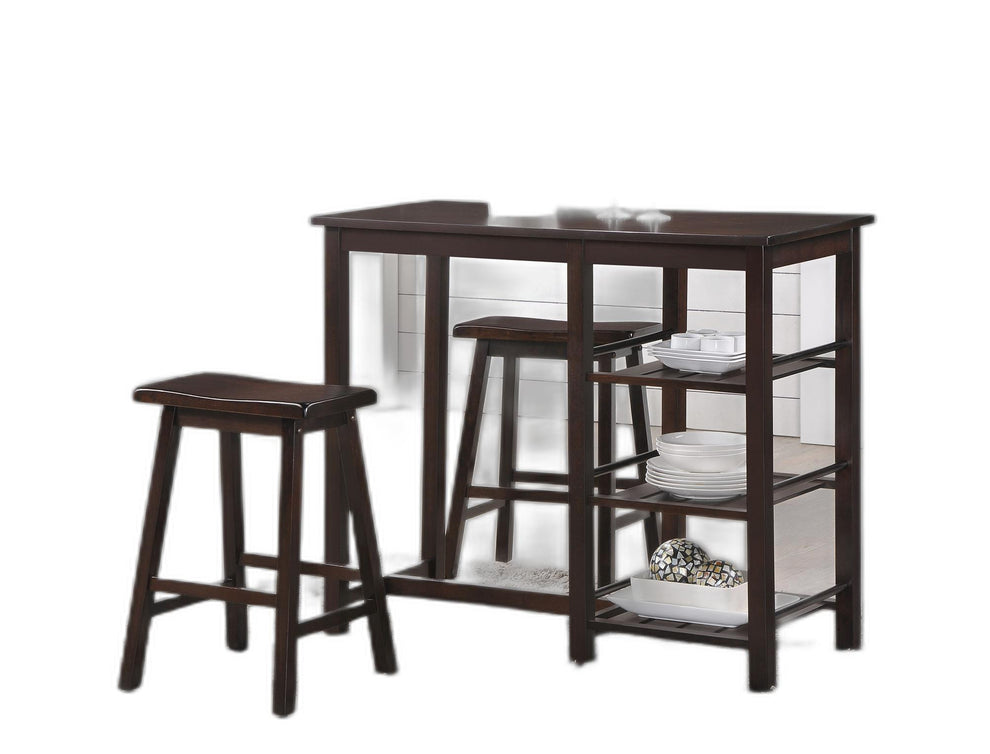 3 Piece Counter Height Set In Walnut By Homeroots | Bar Stools & Table | Modishstore - 2