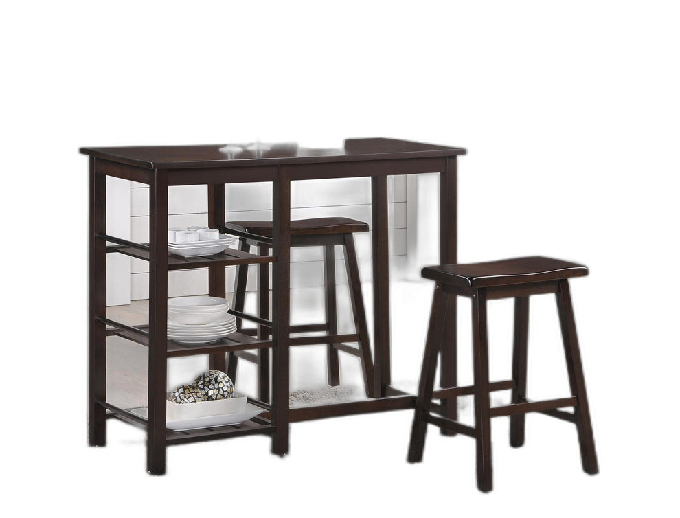 3 Piece Counter Height Set In Walnut By Homeroots | Bar Stools & Table | Modishstore - 3