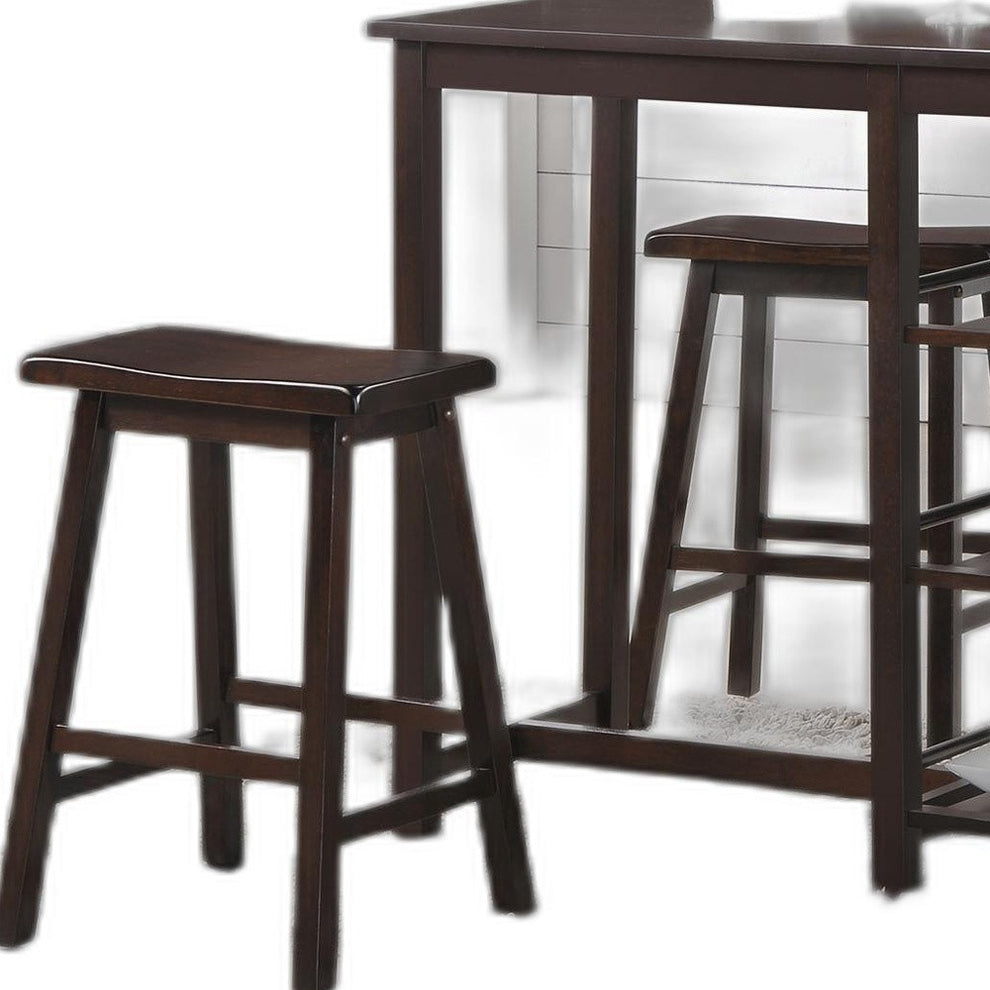 3 Piece Counter Height Set In Walnut By Homeroots | Bar Stools & Table | Modishstore - 4