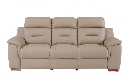 Modern Beige Leather Reclining Sofa By Homeroots | Sofas | Modishstore