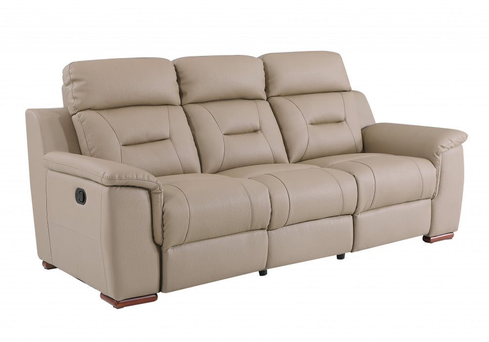 Modern Beige Leather Reclining Sofa By Homeroots | Sofas | Modishstore - 2