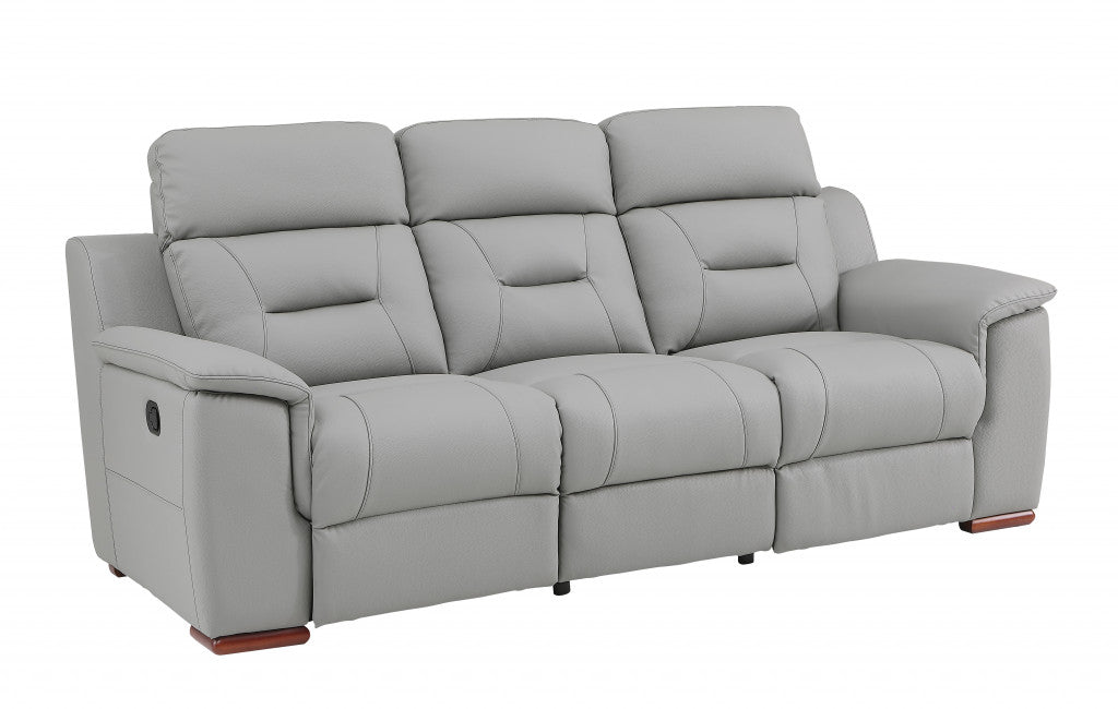 Modern Beige Leather Reclining Sofa By Homeroots | Sofas | Modishstore - 12