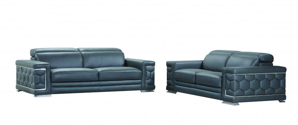 71" X 41" X 29" Modern Dark Gray Leather Sofa And Loveseat By Homeroots | Sofa Set | Modishstore - 5