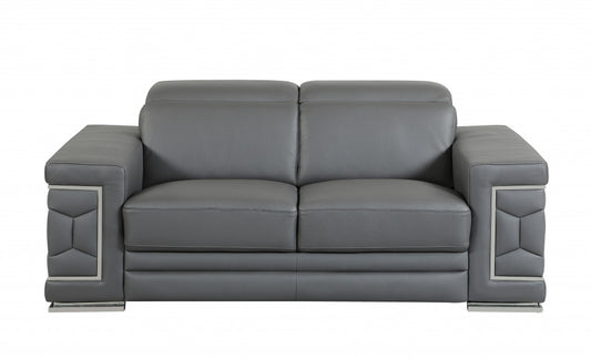 71" X 41" X 29" Modern Dark Gray Leather Sofa And Loveseat By Homeroots | Sofa Set | Modishstore