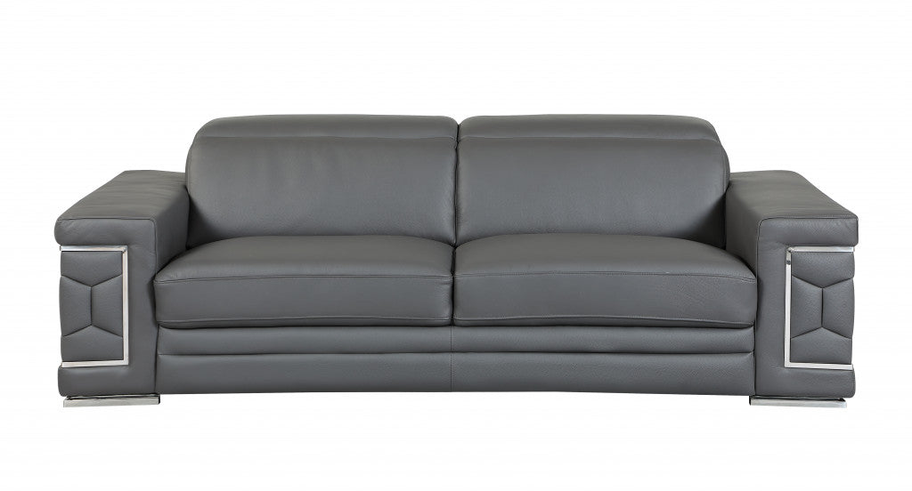 71" X 41" X 29" Modern Dark Gray Leather Sofa And Loveseat By Homeroots