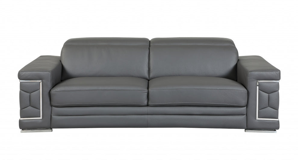 71" X 41" X 29" Modern Dark Gray Leather Sofa And Loveseat By Homeroots | Sofa Set | Modishstore - 2