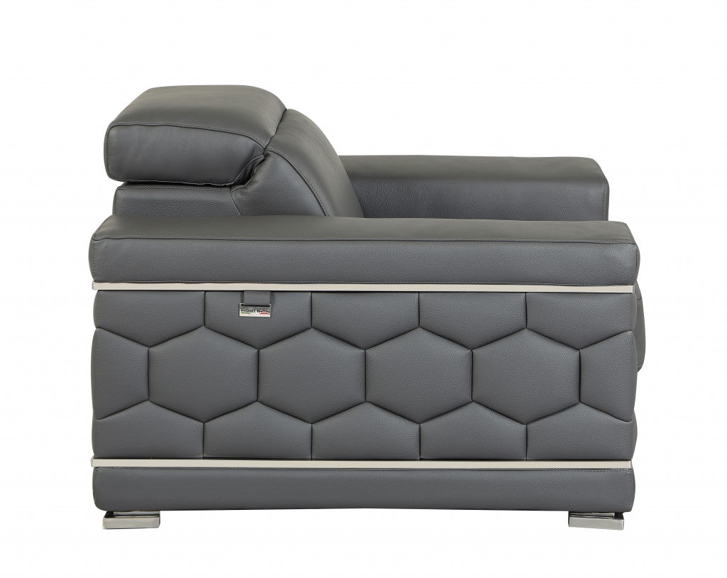 71" X 41" X 29" Modern Dark Gray Leather Sofa And Loveseat By Homeroots | Sofa Set | Modishstore - 4