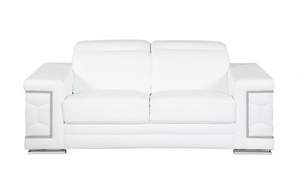 Two Piece Indoor White Italian Leather Five Person Seating Set By Homeroots | Sofa Set | Modishstore