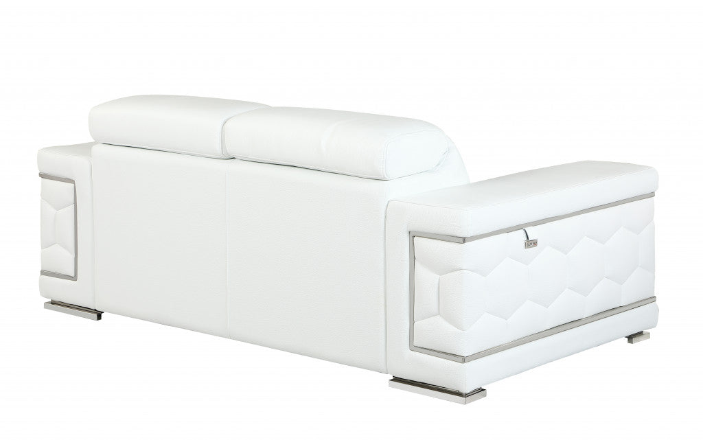 Two Piece Indoor White Italian Leather Five Person Seating Set By Homeroots | Sofa Set | Modishstore - 3