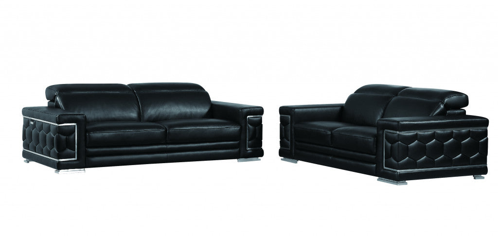 71" X 41" X 29" Modern Black Leather Sofa And Loveseat By Homeroots | Sofa Set | Modishstore - 4