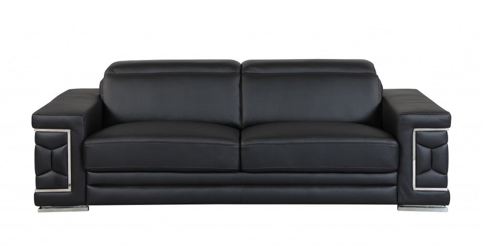71" X 41" X 29" Modern Black Leather Sofa And Loveseat By Homeroots | Sofa Set | Modishstore - 2