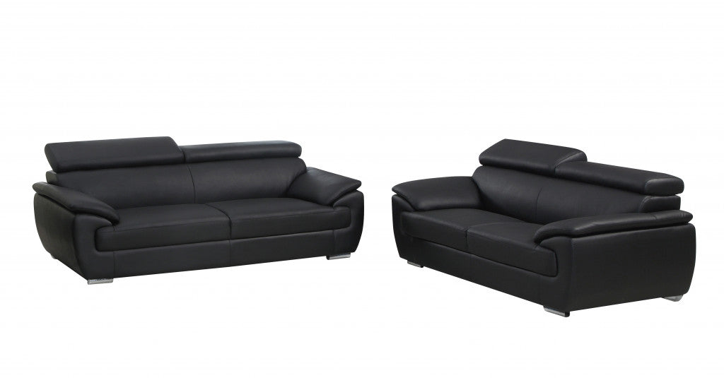 Modern Black Leather Sofa And Loveseat By Homeroots - 343848 | Sofa Set | Modishstore