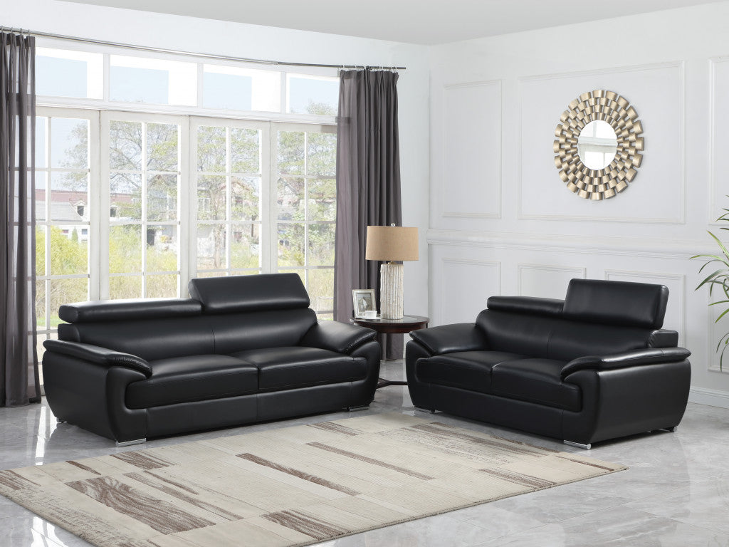Modern Black Leather Sofa And Loveseat By Homeroots - 343848 | Sofa Set | Modishstore - 2