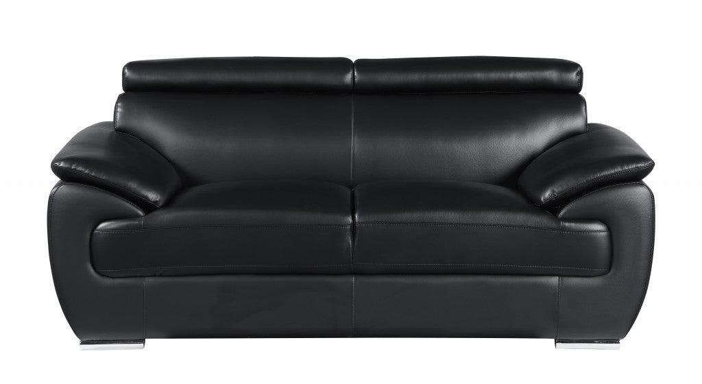Modern Black Leather Sofa And Loveseat By Homeroots - 343848 | Sofa Set | Modishstore - 3