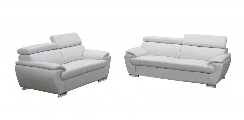 69" X 38" X 32To 39" Modern White Leather Sofa And Loveseat By Homeroots