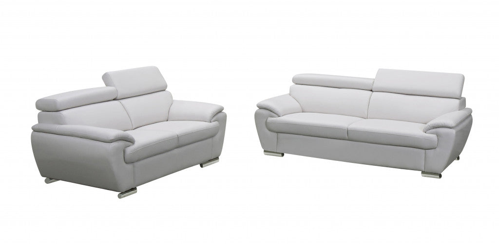 69" X 38" X 32To 39" Modern White Leather Sofa And Loveseat By Homeroots | Sofa Set | Modishstore