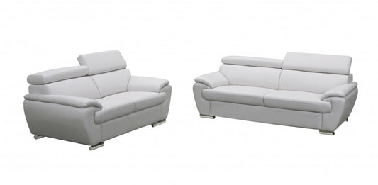 69" X 38" X 32To 39" Modern White Leather Sofa And Loveseat By Homeroots | Sofa Set | Modishstore