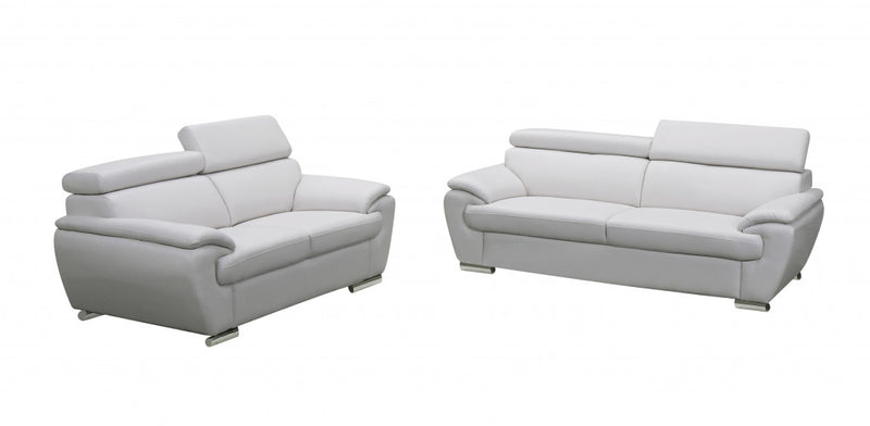 69" X 38" X 32To 39" Modern White Leather Sofa And Loveseat By Homeroots | Sofa Set | Modishstore