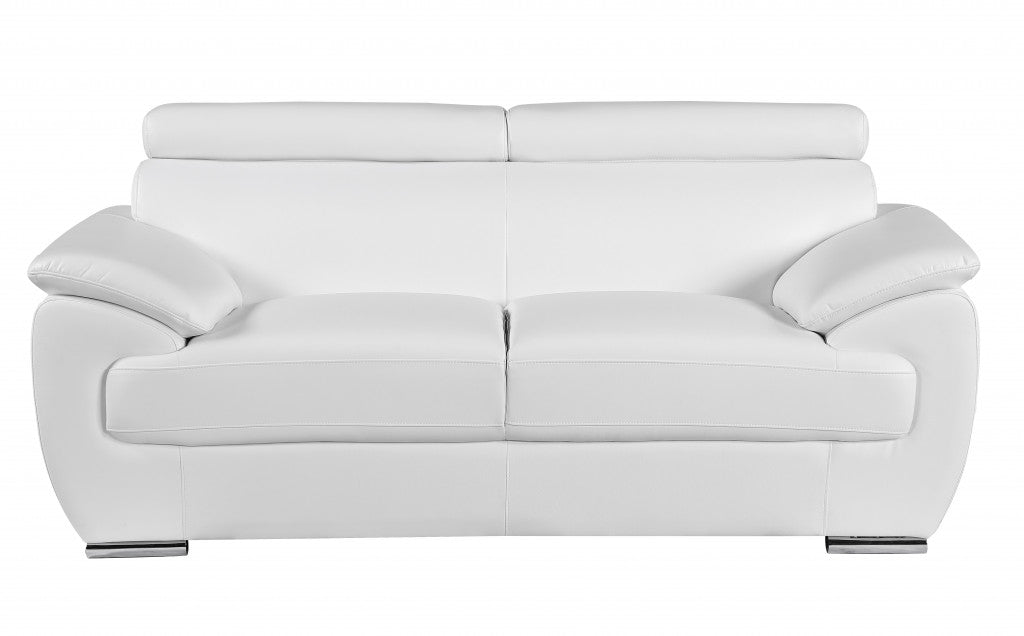 69" X 38" X 32To 39" Modern White Leather Sofa And Loveseat By Homeroots | Sofa Set | Modishstore - 2