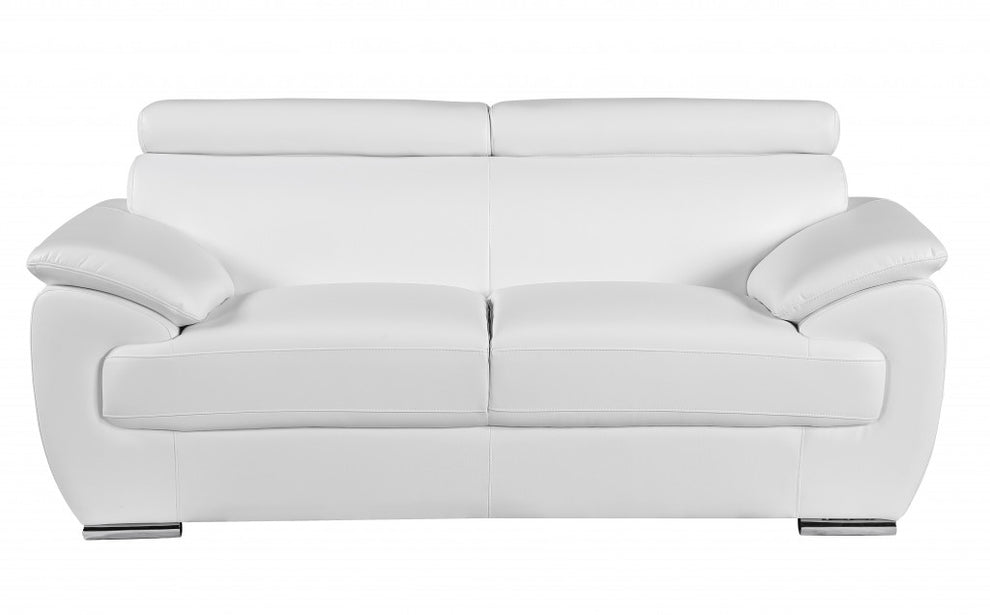 69" X 38" X 32To 39" Modern White Leather Sofa And Loveseat By Homeroots | Sofa Set | Modishstore - 2