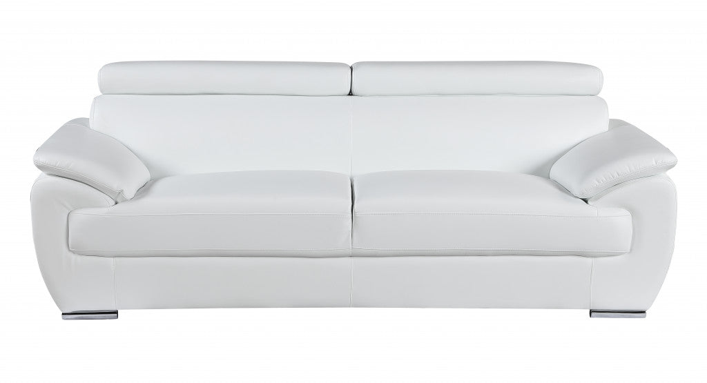 69" X 38" X 32To 39" Modern White Leather Sofa And Loveseat By Homeroots | Sofa Set | Modishstore - 3