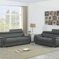 69 X 38 X 32To 39 Modern Gray Leather Sofa And Loveseat By Homeroots | Sofa Set | Modishstore - 5