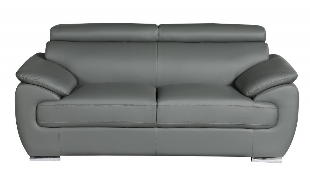 69 X 38 X 32To 39 Modern Gray Leather Sofa And Loveseat By Homeroots | Sofa Set | Modishstore - 2