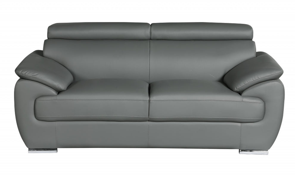 69 X 38 X 32To 39 Modern Gray Leather Sofa And Loveseat By Homeroots | Sofa Set | Modishstore - 2