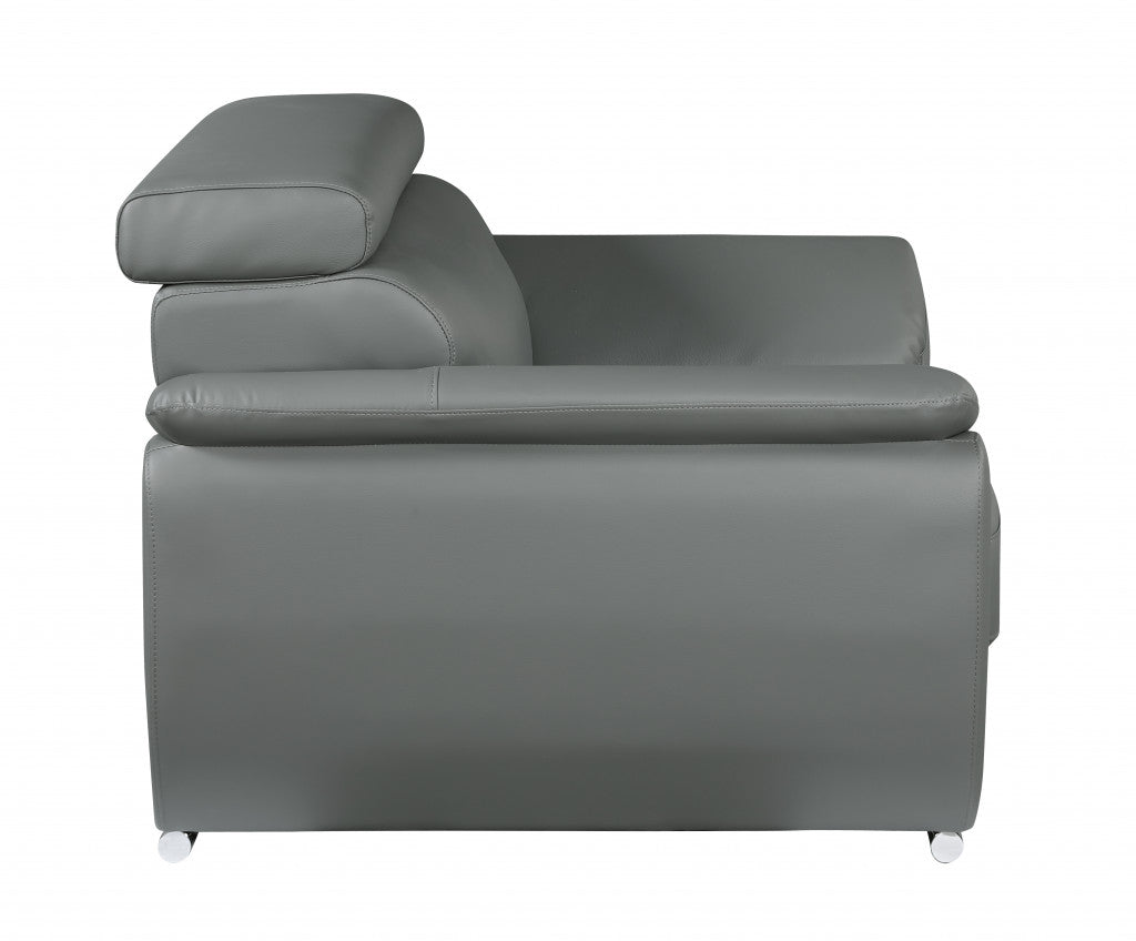 69 X 38 X 32To 39 Modern Gray Leather Sofa And Loveseat By Homeroots | Sofa Set | Modishstore - 3
