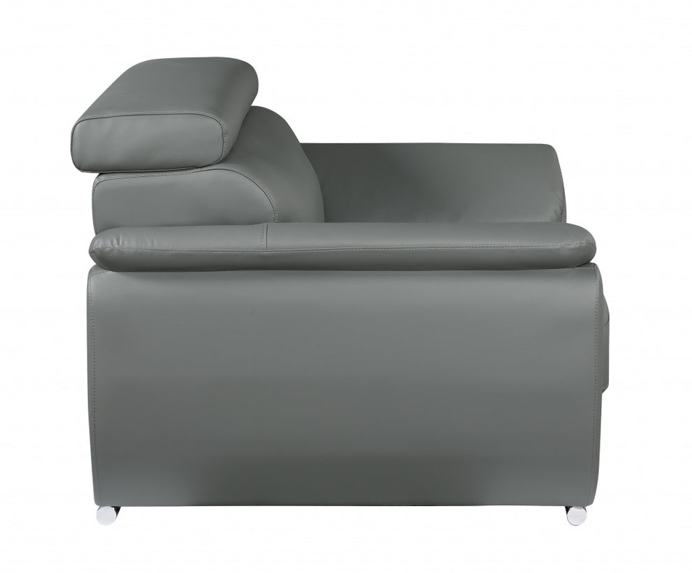 69 X 38 X 32To 39 Modern Gray Leather Sofa And Loveseat By Homeroots | Sofa Set | Modishstore - 3