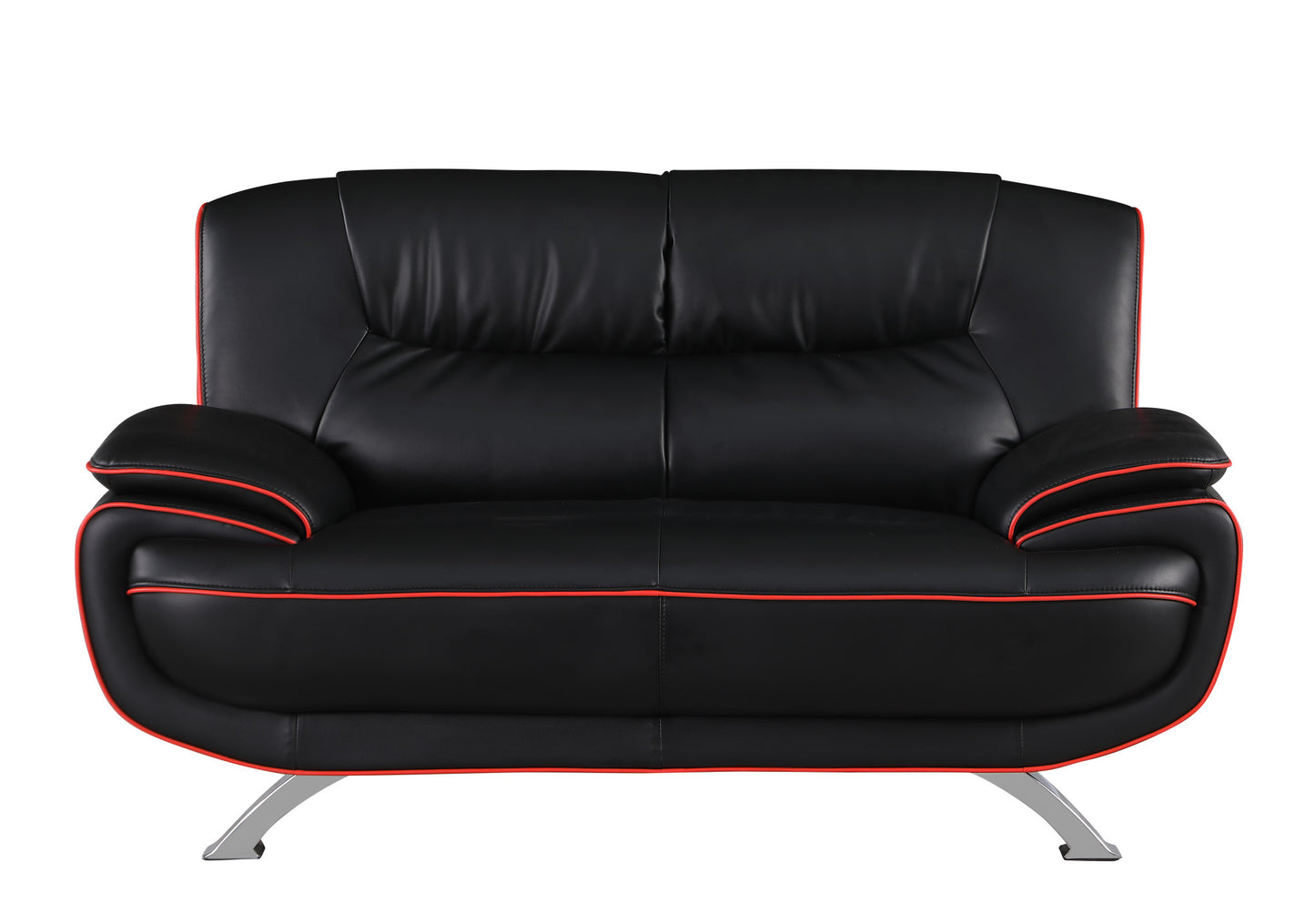 Two Piece Indoor Black Genuine Leather Five Person Seating Set By Homeroots | Sofa Set | Modishstore - 7