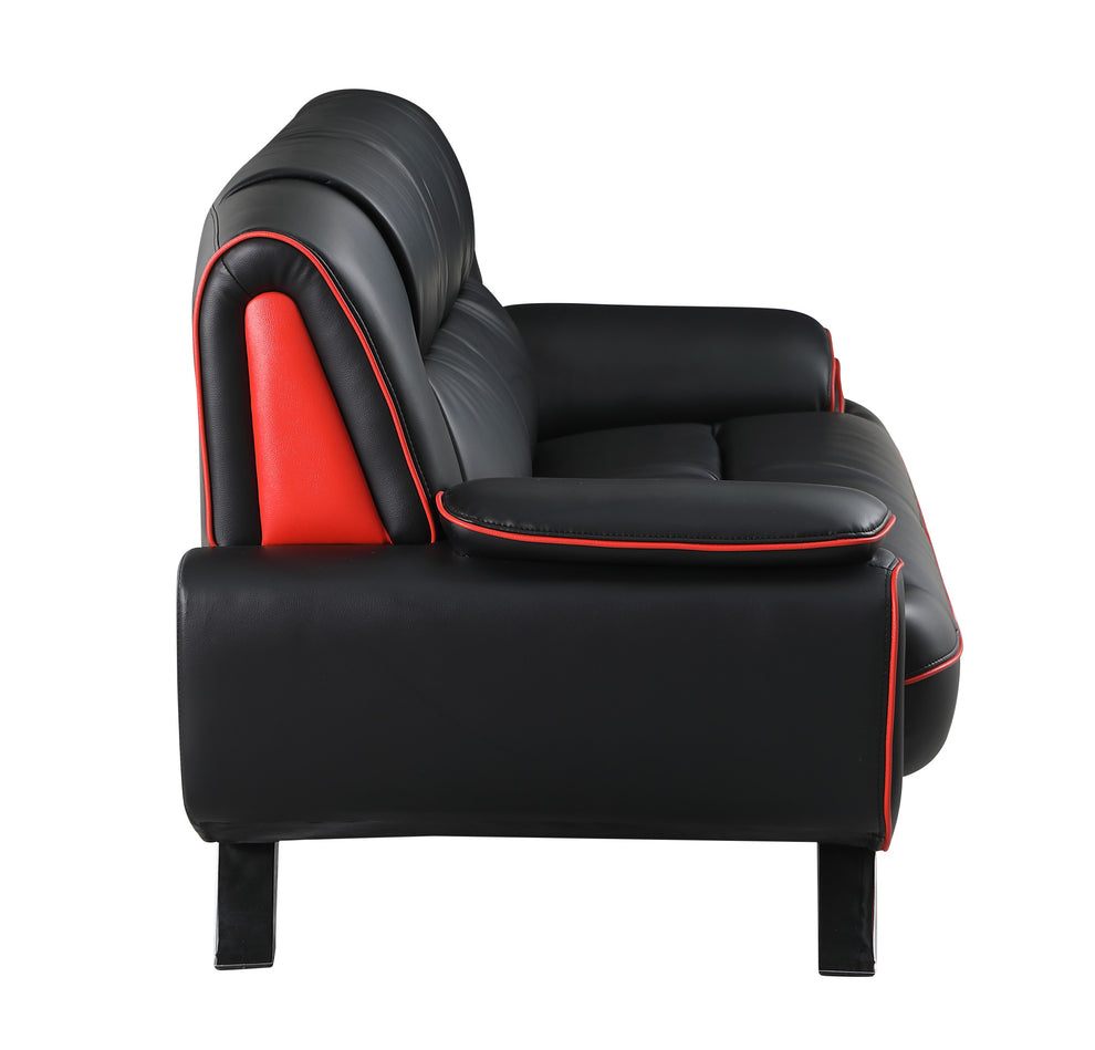 Two Piece Indoor Black Genuine Leather Five Person Seating Set By Homeroots | Sofa Set | Modishstore - 9