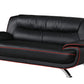 Two Piece Indoor Black Genuine Leather Five Person Seating Set By Homeroots | Sofa Set | Modishstore - 2