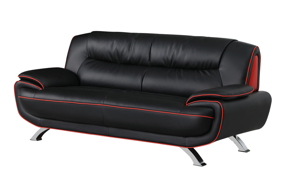 Two Piece Indoor Black Genuine Leather Five Person Seating Set By Homeroots | Sofa Set | Modishstore - 2