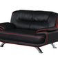 Two Piece Indoor Black Genuine Leather Five Person Seating Set By Homeroots | Sofa Set | Modishstore - 6