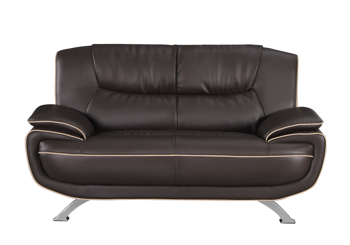 67'" X 35'"  X 35'" Modern Brown Leather Sofa And Loveseat By Homeroots