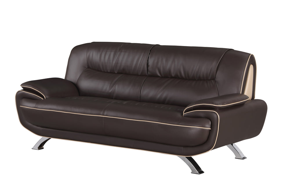 67'" X 35'" X 35'" Modern Brown Leather Sofa And Loveseat By Homeroots | Sofa Set | Modishstore - 3