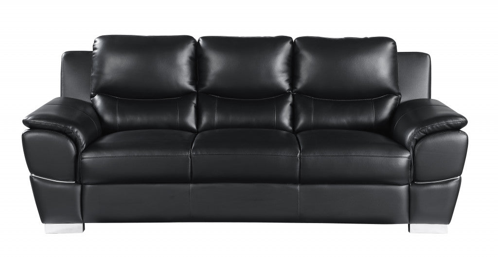 Modern Black Leather Sofa And Loveseat By Homeroots - 343860 | Sofa Set | Modishstore - 4