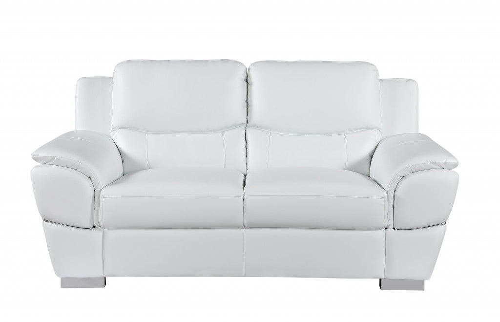 Modern White Leather Sofa And Loveseat By Homeroots - 343861 | Sofa Set | Modishstore - 3