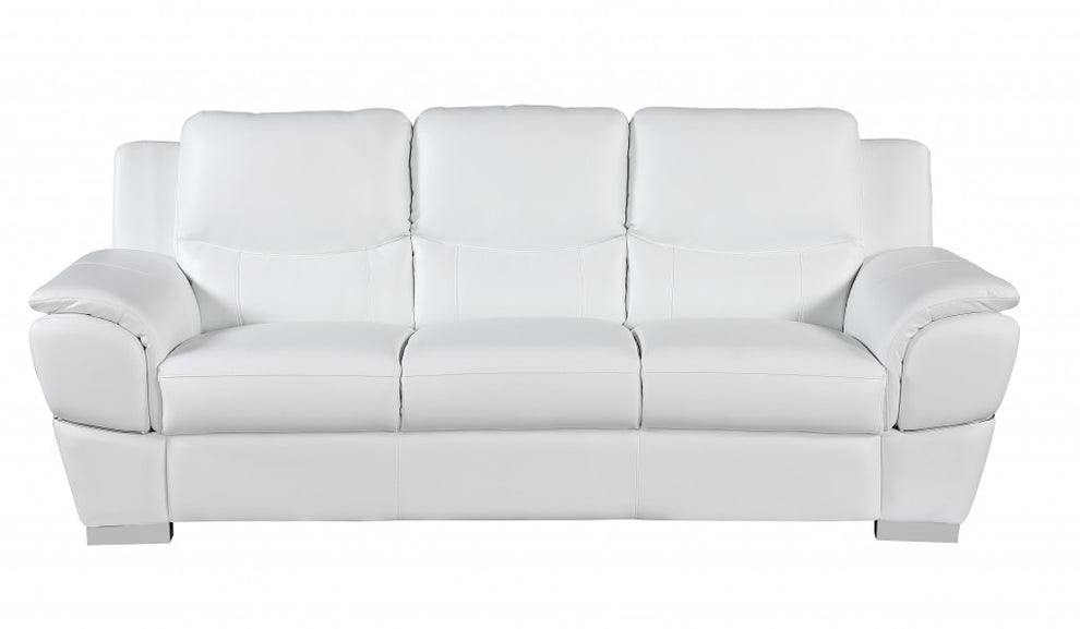 Modern White Leather Sofa And Loveseat By Homeroots - 343861 | Sofa Set | Modishstore - 4